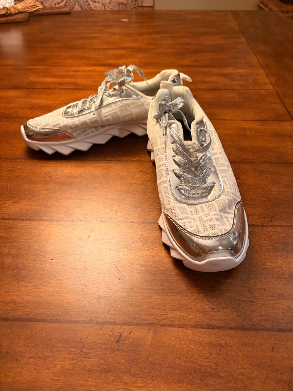 Women’s White and Silver Fashion Sneakers